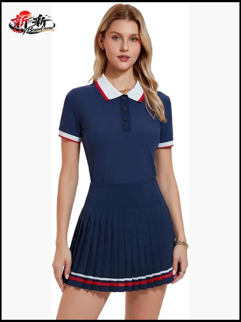 2 Piece Tennis Skirt Set with Polo Pleated Skort and Pockets Golf Pickleball